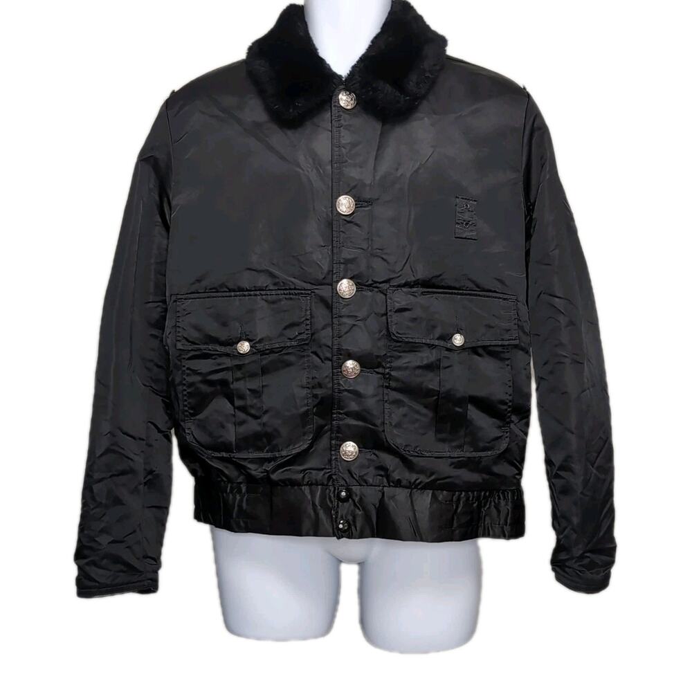 VTG Tuffy Jac Fire Fighter Department Bomber Jacket Mens Size 40L / M Black READ